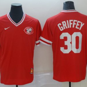 Men's MLB Cincinnati Reds #30 Griffey Red Throwback Men Jersey