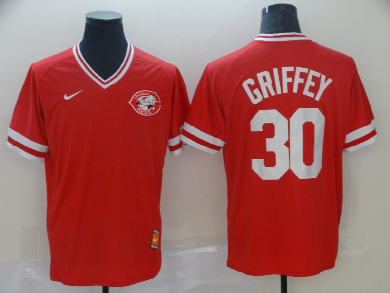 Men's MLB Cincinnati Reds #30 Griffey Red Throwback Men Jersey