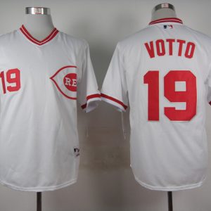 MLB Cincinnati Reds #19 Joey Votto White Pullover Jerseys