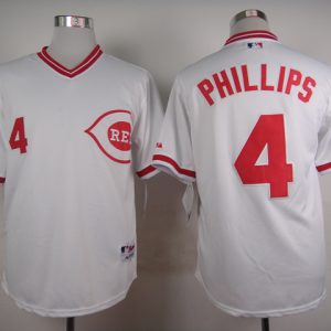 MLB Cincinnati Reds #4 Phillips Pullover White 1990 Jersey