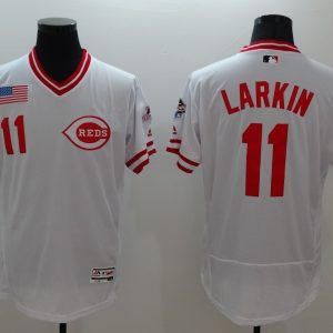 Majestic MLB Cincinnati Reds #11 Larkin White Pullover Jersey