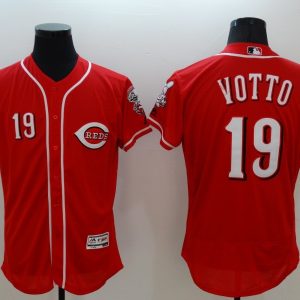 Majestic MLB Cincinnati Reds #19 Votto Red Elite Pullover Jersey