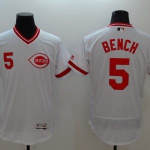 Majestic MLB Cincinnati Reds #5 Bench White Elite Pullover Jersey