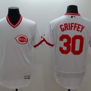 Majestic MLB Cincinnati Reds #5 Griffey White Elite Elite Pullover Jersey