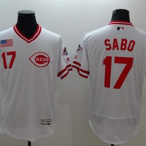 Majestic MLB Cincinnati Reds #7 Sabo White Elite Pullover Jersey