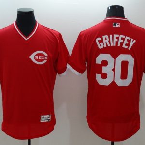 Majestic MLB Cincinnati Reds #30 Griffey Red Pullover Elite Jersey