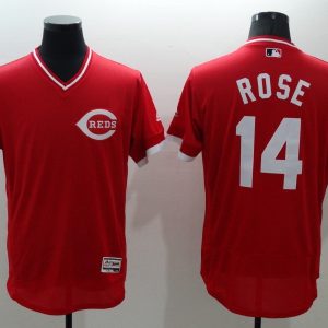 Majestic MLB Cincinnati Reds #14 Rose Red Pullover Jersey