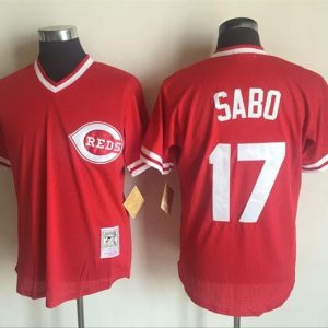 MLB Cincinnati Reds #17 Sabo Red Throwback Jersey