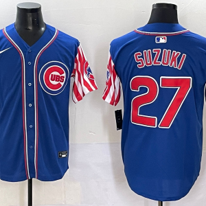 Men's Chicago Cubs #27 Seiya Suzuki Blue Stitched Baseball Jersey