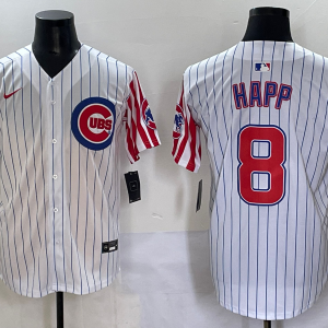 Men's Chicago Cubs #8 Ian Happ White Stitched Baseball Jersey
