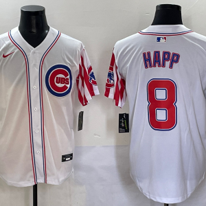 Men's Chicago Cubs #8 Ian Happ White Stitched Baseball Jersey