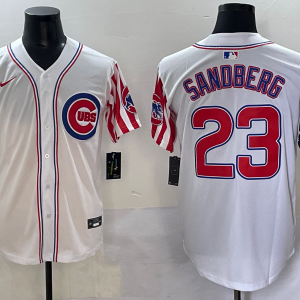Men's Chicago Cubs #23 Sandberg White Stitched Baseball Jersey