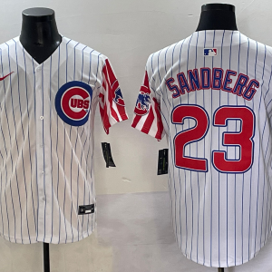 Men's Chicago Cubs #23 Sandberg White Stitched Baseball Jersey