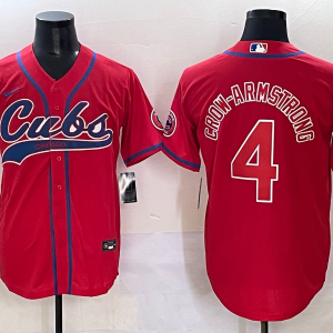 Men's Chicago Cubs #4 Pete Crow-Armstrong Red Stitched Baseball Jersey