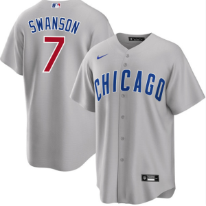 Men's Chicago Cubs #7 Dansby Swanson Gray Stitched Baseball Jersey