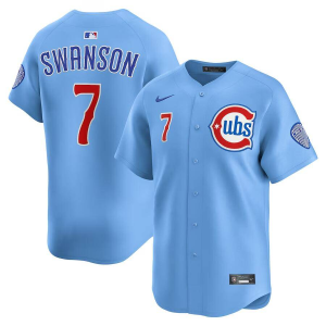 Men's Chicago Cubs #7 Dansby Swanson Blue 2024/25 2nd Alternate Limited Stitched Jersey