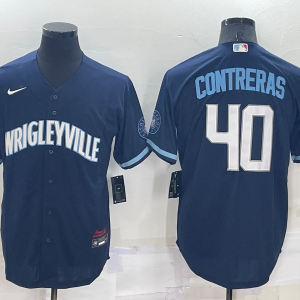 MLB Chicago Cubs #40 Willson Contreras Navy City Connect Jersey