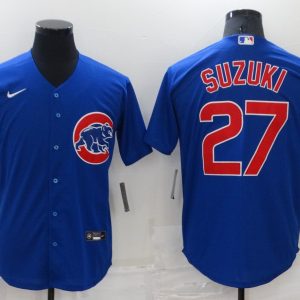 MLB Chicago Cubs #27 Suzuki Blue Game Nike Jersey