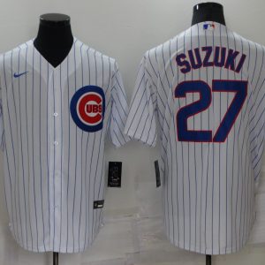 MLB Chicago Cubs #27 Suzuki White Game Nike Jersey