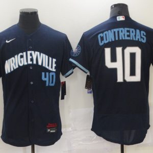 MLB Chicago Cubs Cubs #40 Contreras 2021 Navy City Connect Flex Base Elite Jersey
