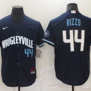 MLB Chicago Cubs #44 Rizzo 2021 Navy City Connect Game Jersey