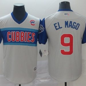 MLB Chicago Cubs Blank #9 Javier Baez El Mago  Majestic Gray 2019 Little League Classic Game Jersey