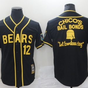 Bad News Bears Button Down #12 Tanner Boyle Black Movie Baseball Jersey