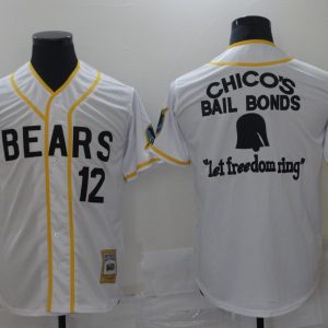 Bad News Bears Button Down #12 Tanner Boyle White Movie Baseball Jersey