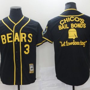 Bad News Bears Button Down #3 Kelly Leak Black Movie Baseball Jersey