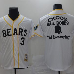 Bad News Bears Button Down #3 Kelly Leak White Movie Baseball Jersey