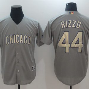 MLB Chicago Cubs #44 Anthony Rizzo Grey Gold Game Jersey