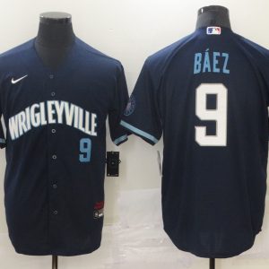 MLB Chicago Cubs #9 Baez 2021 Navy City Connect Game Jersey