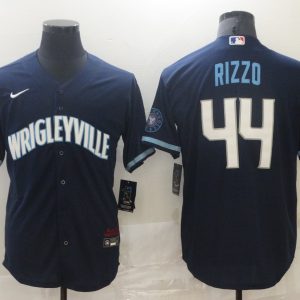 MLB Chicago Cubs #44 Rizzo 2021 Navy City Connect Game Jersey