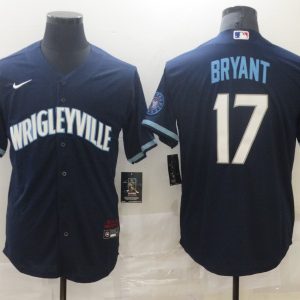 MLB Chicago Cubs #17 Bryant 2021 Navy City Connect Game Jersey