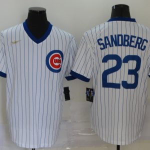 MLB Chicago Cubs #23 Sandberg White Throwback Nike Jersey