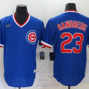 MLB Chicago Cubs #23 Sandberg Blue Throwback Nike Jersey