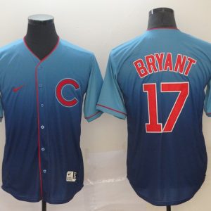 MLB Chicago Cubs #17 Bryant Blue Fadeaway Mens Jersey