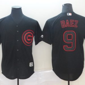Men's Chicago Cubs #9 Javier Baez Black Lights Out Stitched MLB Jersey