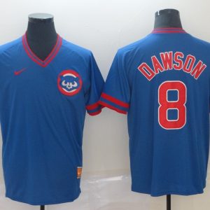 MLB Chicago Cubs #8 Dawson Blue Thowback Mens Jersey