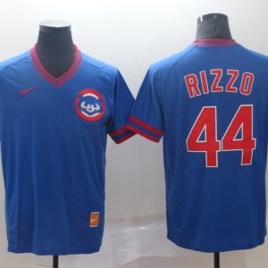 MLB Chicago Cubs #44 Rizzo Blue Thowback Mens Jersey