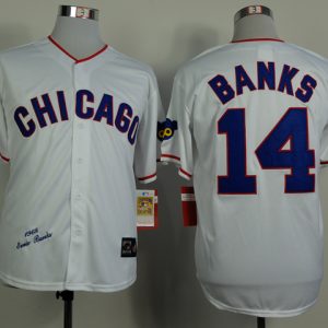MLB Chicago Cubs #14 Banks 1968 Throwback White Jersey