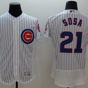 Majestic MLB Chicago Cubs #21 Sosa White Elite Pinstripe Jerseys