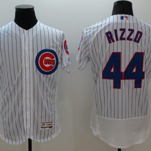 Majestic MLB Chicago Cubs #44 Rizzo White Elite Pinstripe Jerseys