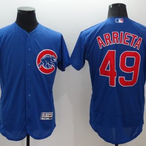 Majestics MLB Chicago Cubs #49 Arrieta Blue Elite Jersey