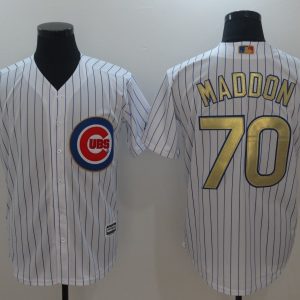MLB Majestic Chicago Cubs #70 Maddon Gold Program White Flex Base Elite Jersey