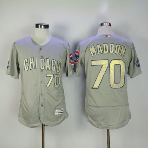 MLB Chicago Cubs #70 Maddon Grey Gold Champion Elite Jersey