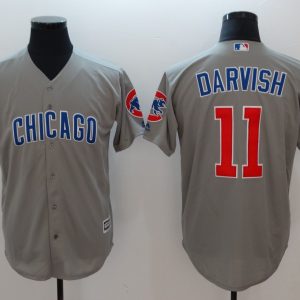 MLB Chicago Cubs #11 Darvish Grey Game Jersey