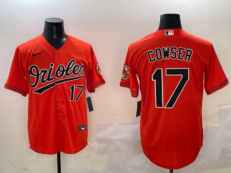MLB Baltimore Orioles #17 Cowser Orange Game Nike Jersey