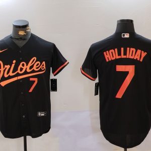 Men's Baltimore Orioles#7 Holliday Black Nike Game Jersey