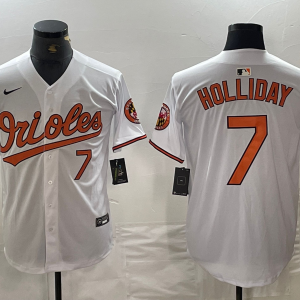 Men's Baltimore Orioles#7 Holliday White Nike Game Jersey